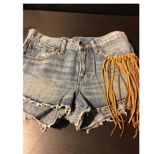 Ralph Lauren denim supply fringe shorts